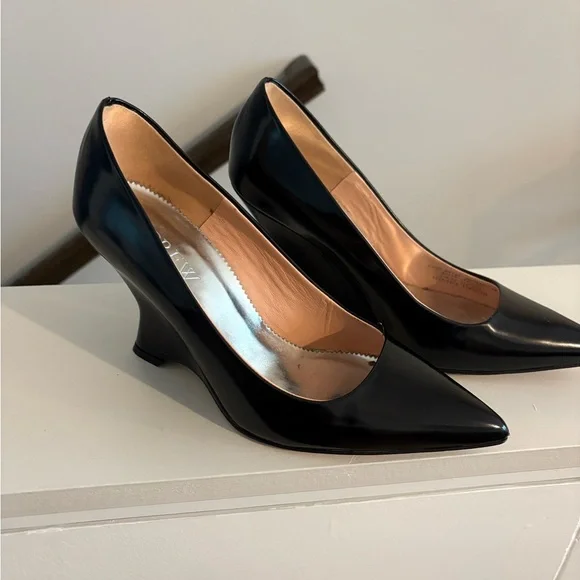 J Crew Collection wedge pumps in Italian spazzolato leather - Picture 1 of 5